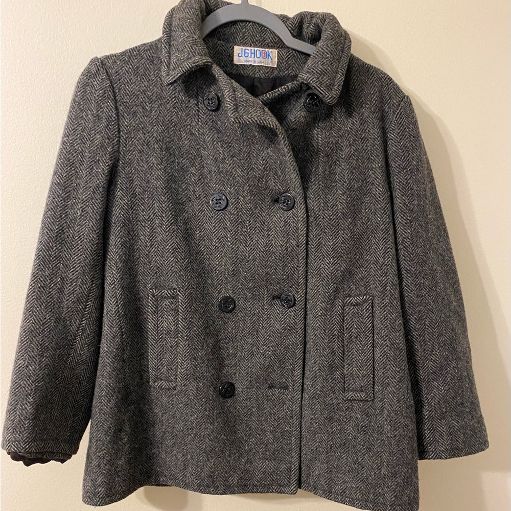 Vintage 1980s J.G.‎ Hook 3-Button Gray Black Peacoat Womens Size Small